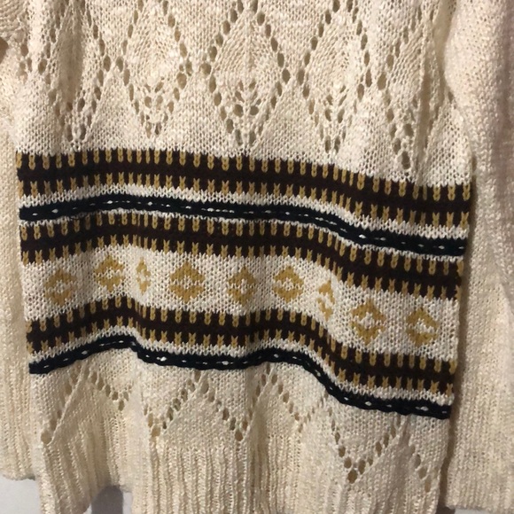 EASEL LOS ANGELES Multi Pattern Cream Open Knit Sweater S/M - Picture 3 of 5